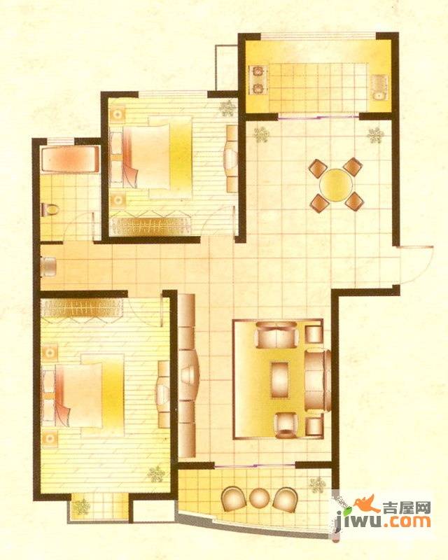 诚城紫郡创造家2室2厅1卫104.3㎡户型图