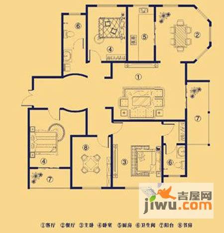 原阳上宅公园世纪3室2厅2卫130㎡户型图