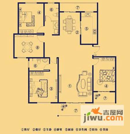 原阳上宅公园世纪3室2厅2卫130㎡户型图