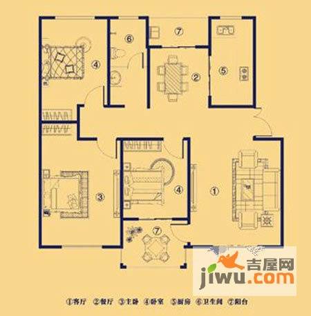 原阳上宅公园世纪3室2厅2卫130㎡户型图