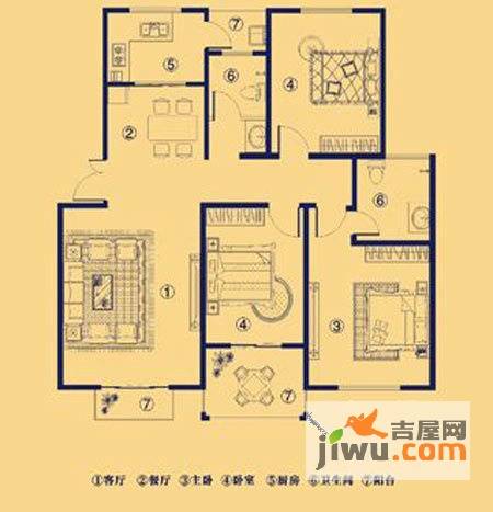 原阳上宅公园世纪3室2厅2卫130㎡户型图