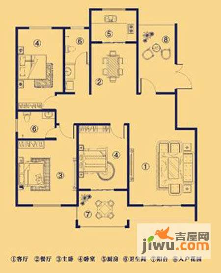 原阳上宅公园世纪3室2厅2卫130㎡户型图