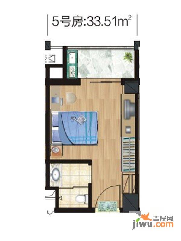 九坤秦南都汇1室1厅1卫33.5㎡户型图