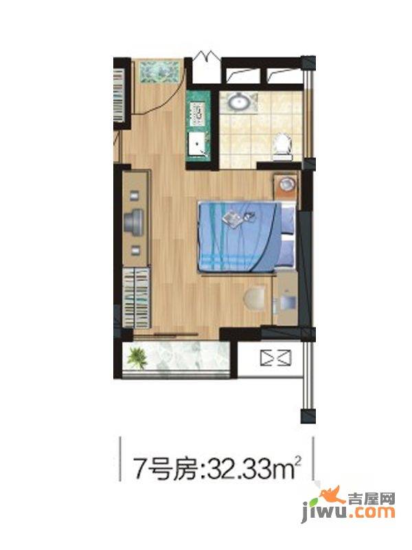 九坤秦南都汇1室1厅1卫32.3㎡户型图