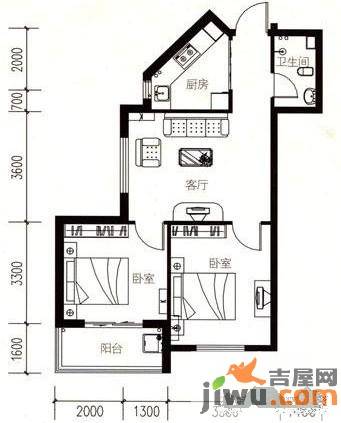 梅南星座2室1厅1卫68.7㎡户型图