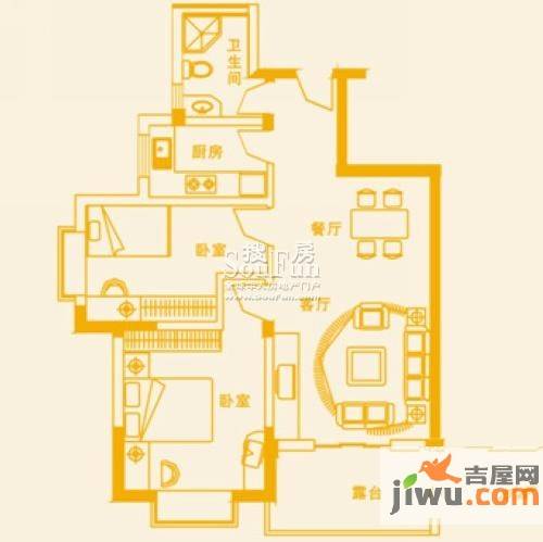 阳逻城市广场3室2厅2卫83.1㎡户型图