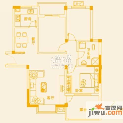 阳逻城市广场3室2厅1卫109㎡户型图