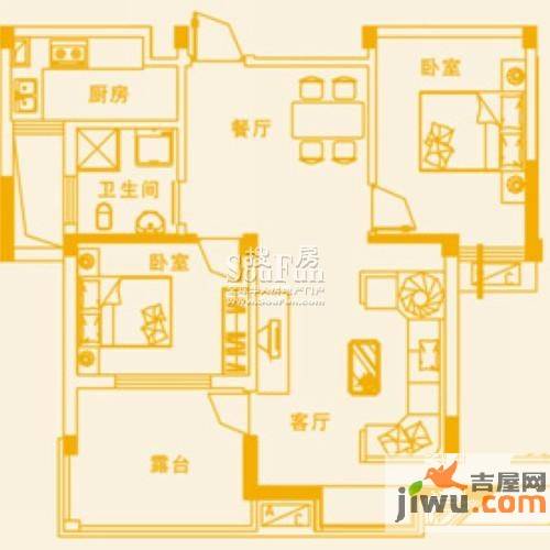 阳逻城市广场2室2厅1卫83.7㎡户型图