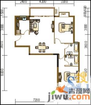 东港国际广场2室2厅2卫103㎡户型图