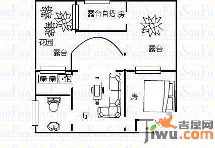 东立国际2室1厅1卫42㎡户型图