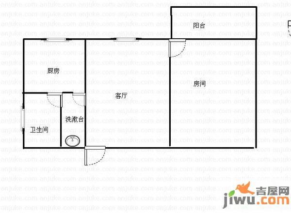 东立国际1室1厅1卫43㎡户型图