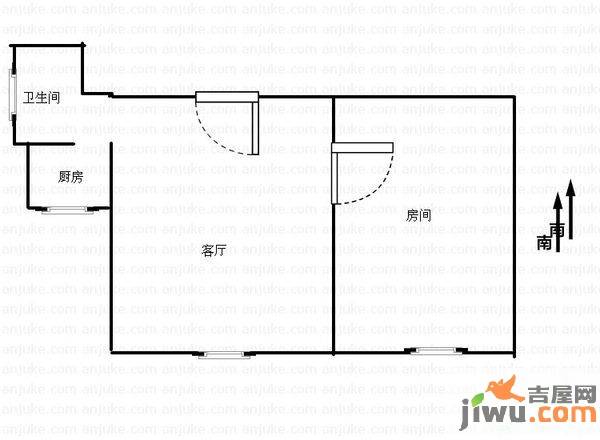 东立国际1室1厅1卫43㎡户型图