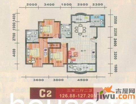 东立国际3室2厅2卫112㎡户型图