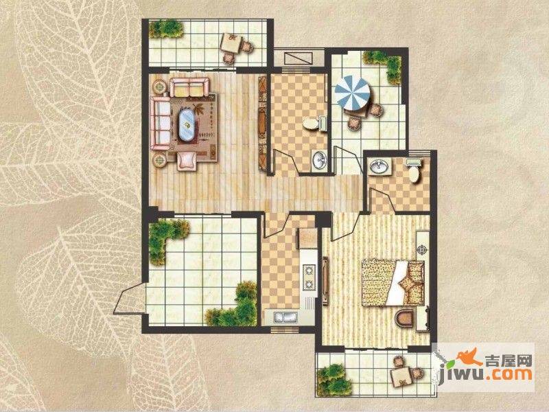 昊城景都二期1室1厅2卫88.2㎡户型图