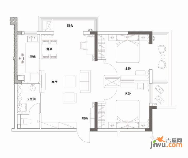 新澳蓝草坪2室2厅1卫户型图