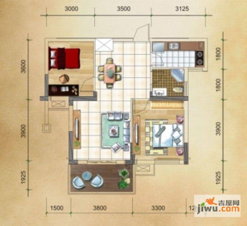 常阳新城2室2厅1卫79.1㎡户型图