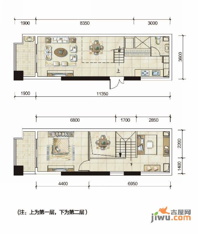 福星惠誉青城华府2室2厅1卫115㎡户型图