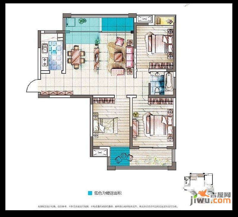 奥莱汇3室2厅1卫102.4㎡户型图