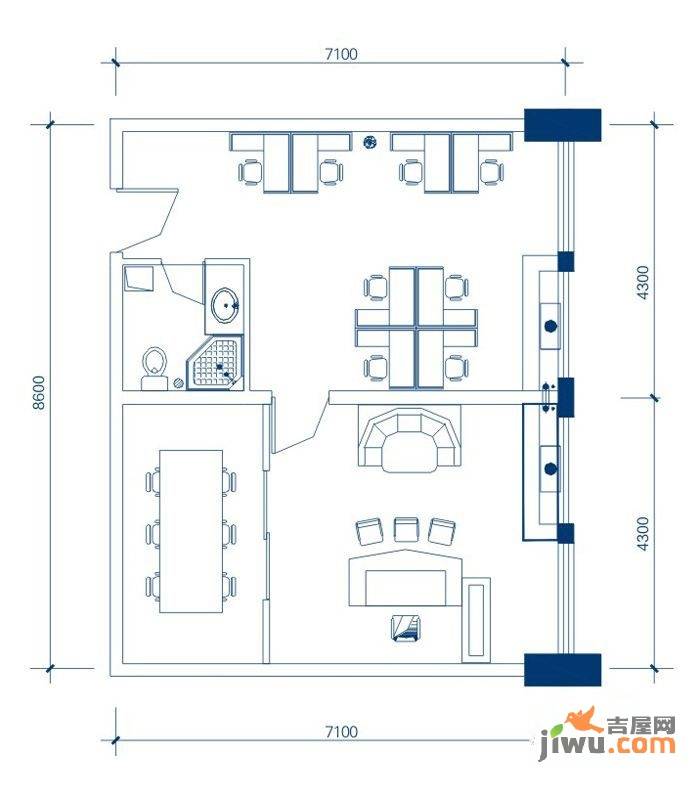 麦迪森广场2室2厅1卫83.5㎡户型图