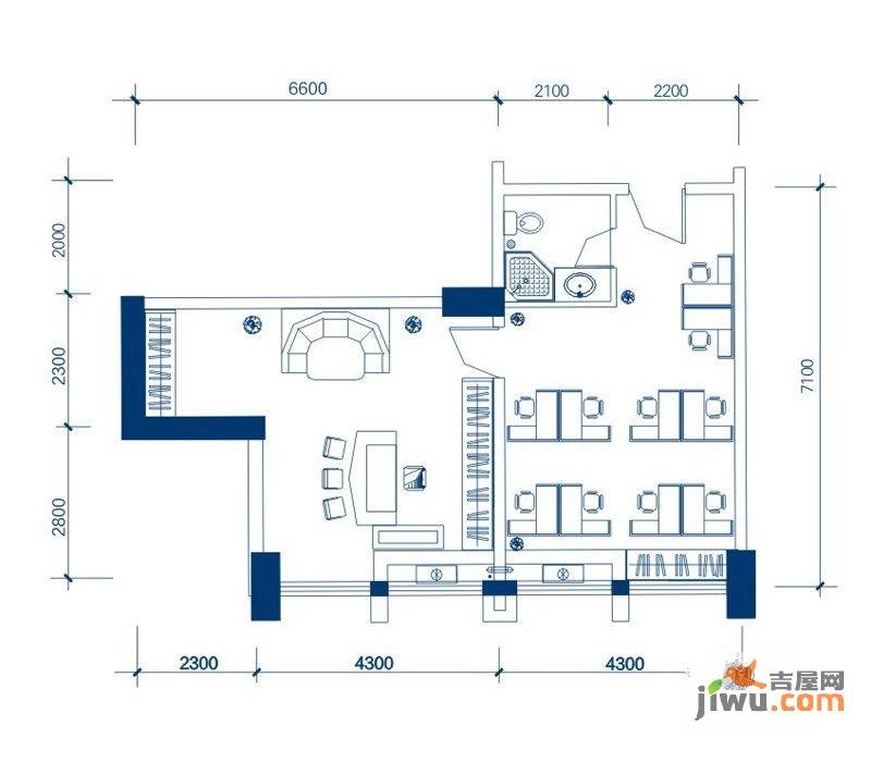 麦迪森广场1室1厅1卫72.9㎡户型图