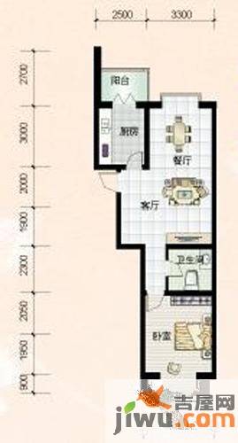 瑜芳园1室1厅1卫户型图