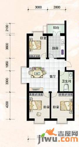 瑜芳园3室1厅1卫户型图