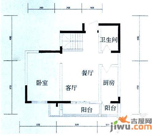 桃花原筑2室2厅1卫92.5㎡户型图