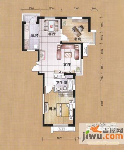 东海云天2室2厅1卫86.3㎡户型图