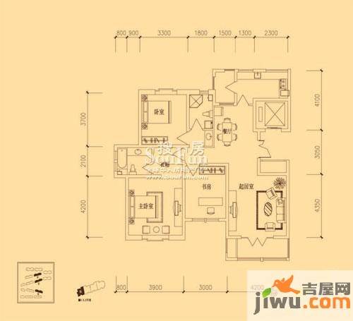 世纪梧桐公寓3室2厅2卫户型图