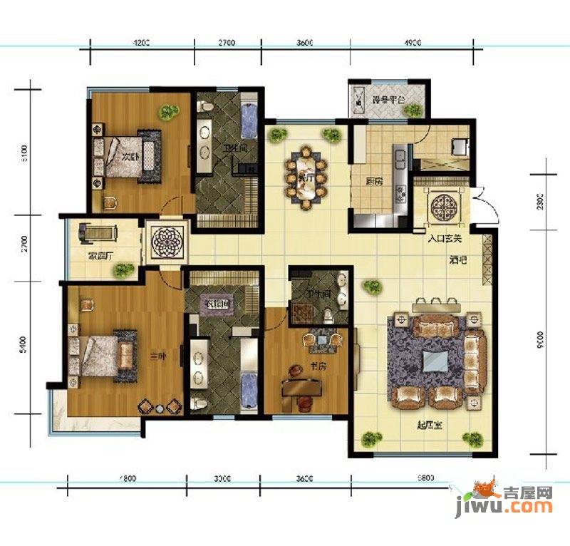 融创奥城领峰3室2厅2卫271㎡户型图