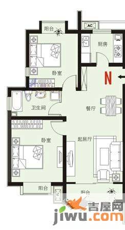 宝利新都汇2室2厅1卫户型图