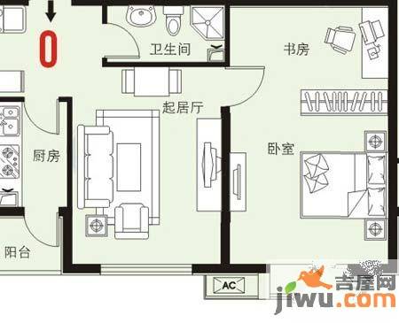 宝利新都汇1室1厅1卫户型图