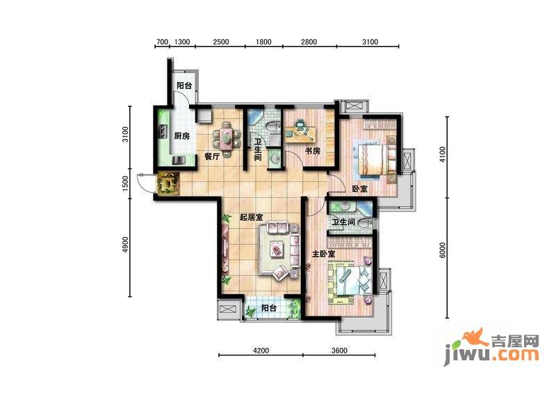 天房郦城3室2厅2卫户型图