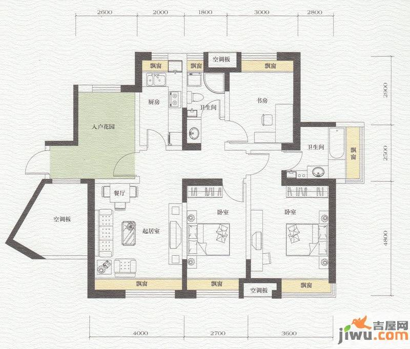 博轩园3室2厅2卫110㎡户型图