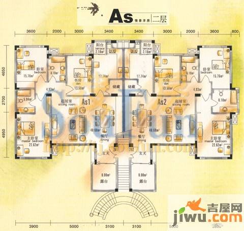 洛卡小镇3室2厅2卫100㎡户型图