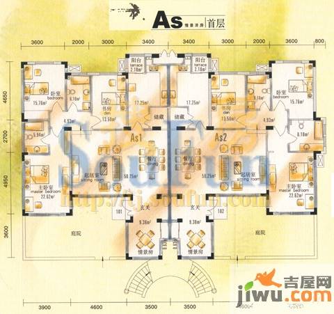 洛卡小镇3室2厅2卫100㎡户型图