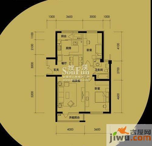 万通新城国际2室1厅1卫116㎡户型图