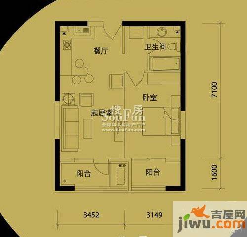 万通新城国际1室1厅1卫73㎡户型图