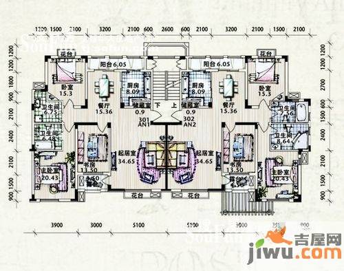 洛卡小镇3室2厅2卫146.3㎡户型图