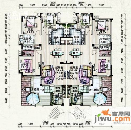 洛卡小镇3室2厅2卫142.2㎡户型图