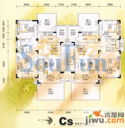 洛卡小镇2室2厅1卫80㎡户型图