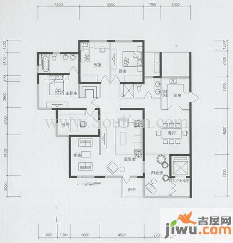 海逸长洲3室2厅2卫226.5㎡户型图