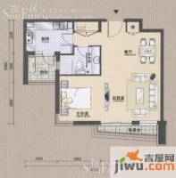 融创奥城领峰1室2厅1卫75㎡户型图