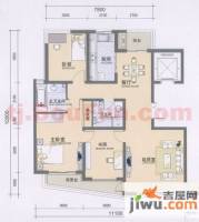 融创奥城领峰3室2厅2卫129.8㎡户型图