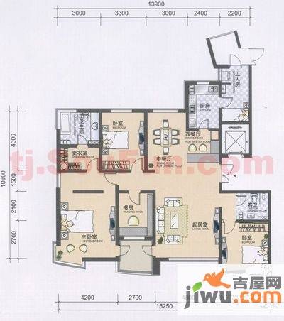 融创奥城领峰4室2厅2卫187.4㎡户型图