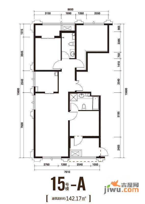 联东U谷总部大观青年公社3室2厅2卫142.2㎡户型图