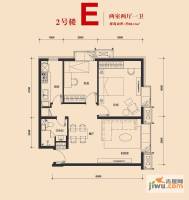 天津大悦城2室2厅1卫88.1㎡户型图