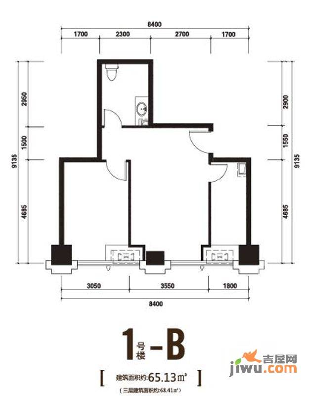 联东U谷总部大观青年公社1室1厅1卫65.1㎡户型图