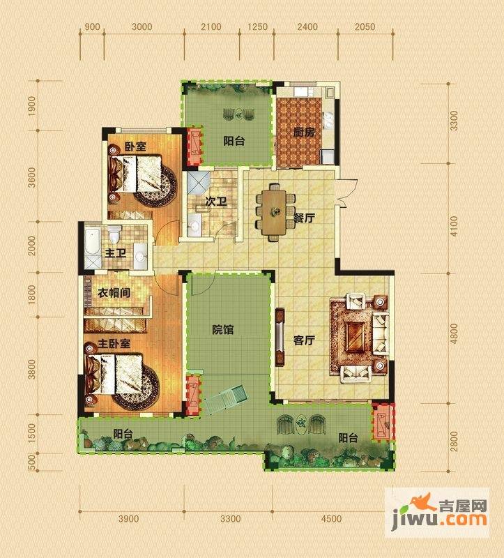 香博城3室2厅2卫137㎡户型图