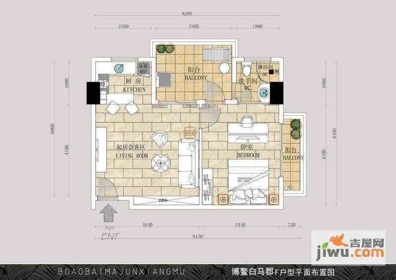 博鳌白马郡1室0厅1卫55.8㎡户型图